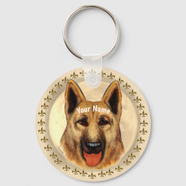 Chaveiro German Shepherd custom name  (Frente)