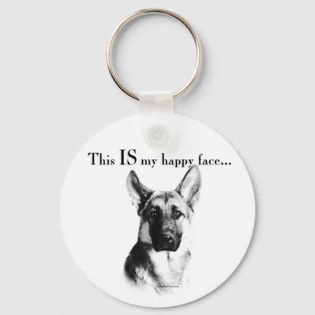 Chaveiro German shepherd de rosto feliz (Frente)