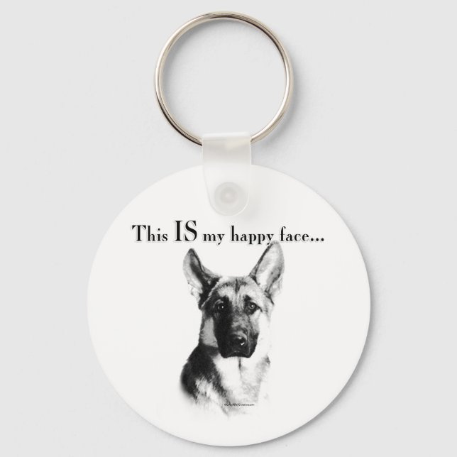 Chaveiro German shepherd de rosto feliz (Frente)