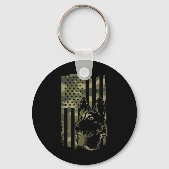 Chaveiro German Shepherd Dog - Dog Lover Shepherd Usa Flag  (Frente)