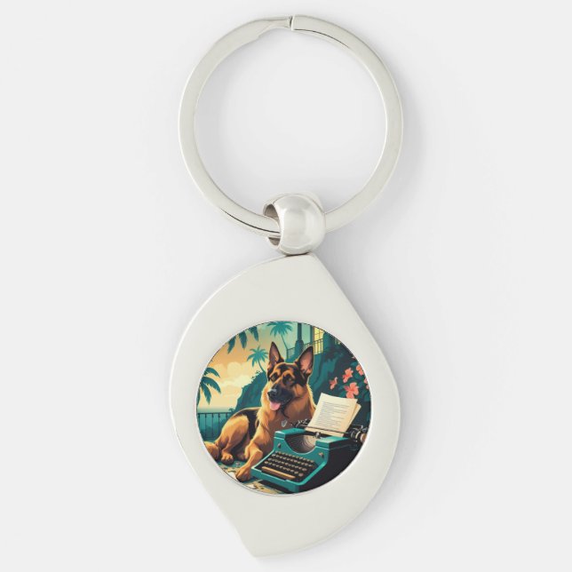 Chaveiro German shepherd Dog gentleman vintage (Frente)