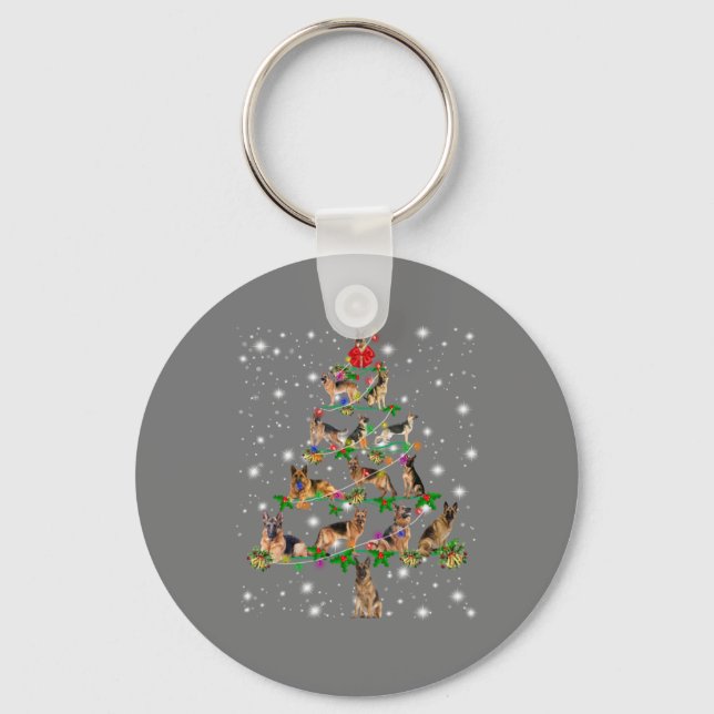 Chaveiro German shepherd Engraçado Árvore de Natal Decor Or (Frente)