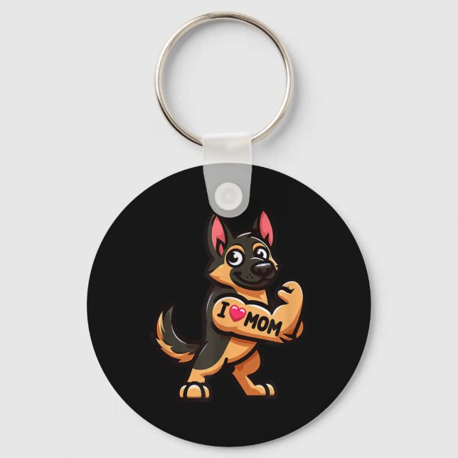 Chaveiro German shepherd Eu Amo A Mãe Tatuagem Engraçada De (Frente)