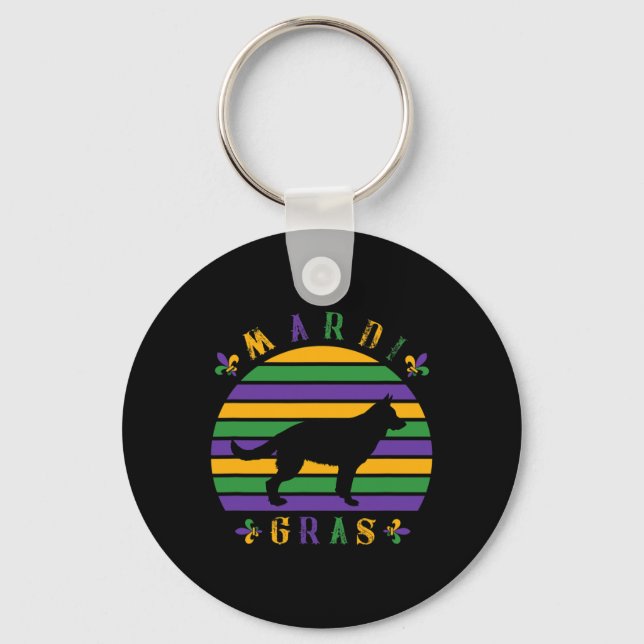 Chaveiro German shepherd Mardi Gras Pet Dog Sobre Mãe Mulhe (Frente)