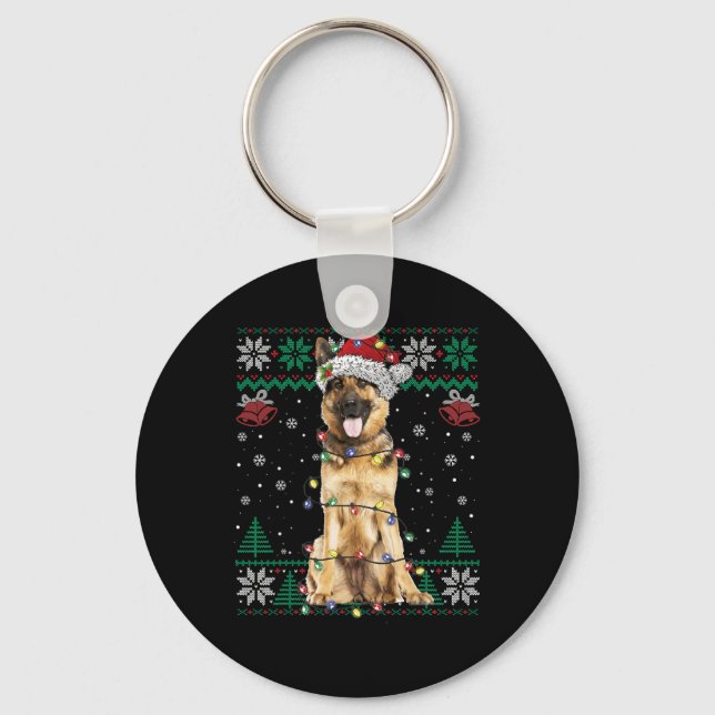 Chaveiro German shepherd Papai noel de Natal Cachorro Suado (Frente)