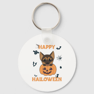 Chaveiro German shepherd Pumpkin Feliz Dia das Bruxas