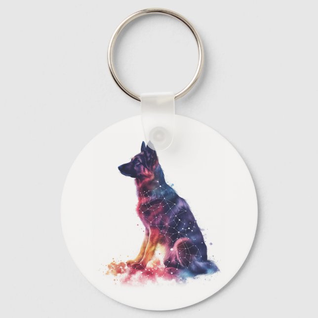 Chaveiro German shepherd que formam Padrões galácticos (Frente)