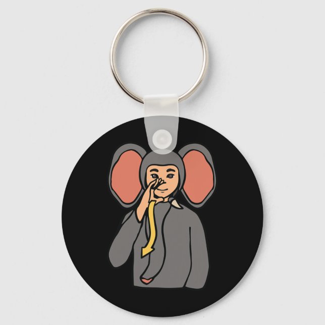 Chaveiro Gesto de mão em ASL de Elefante Conscientização so (Frente)
