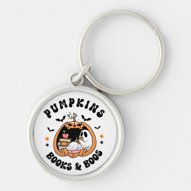 Chaveiro Ghost Bonito Lendo Pumpkins Livros e Livros (Frente)