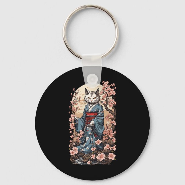 Chaveiro Ghost Cat Com Kimono Japonês Yokai Folklore Desi (Frente)