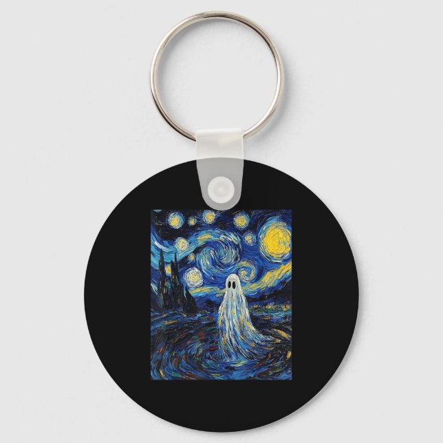 Chaveiro Ghost Halloween - Estilo Van Gogh - Noite Estrelad (Frente)