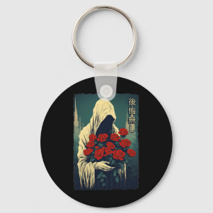 Chaveiro Ghost Holding Rosas vermelhas Halloween Sad Rua es