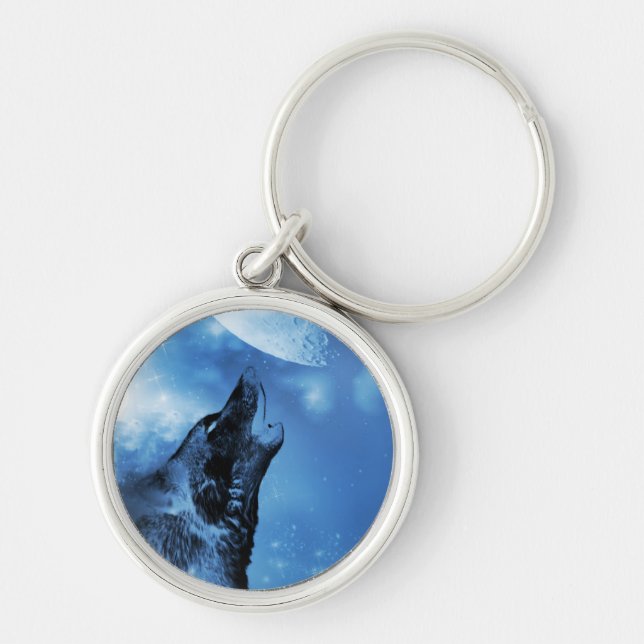 Chaveiro Ghost wolf howling at the moon (Frente)