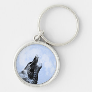 Chaveiro Ghost wolf howling at the moon
