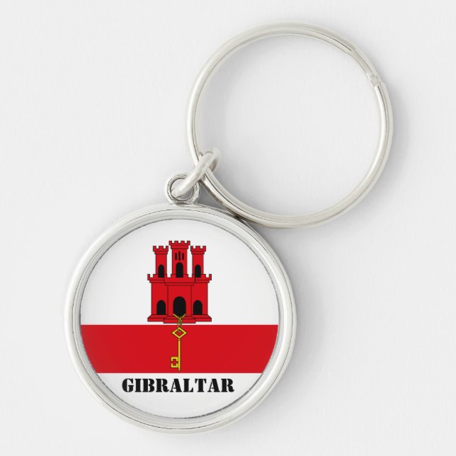 Chaveiro Gibraltar Flag com o texto Gibraltar Magnet (Frente)
