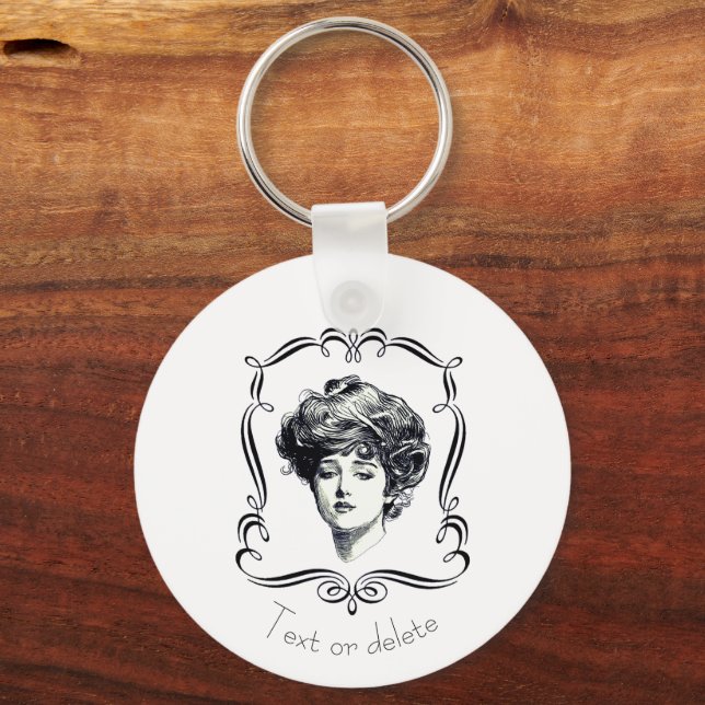 Chaveiro Gibson Girl Vintage Art Personalizado (Frente)