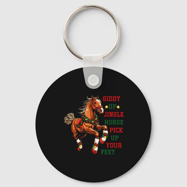 Chaveiro Giddy Up Jingle Horse Western Christmas Horse Coun (Frente)