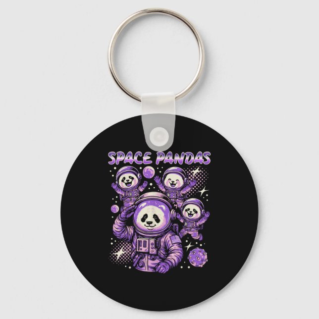 Chaveiro Gigantes Pandas Espaço Exterior Lua Planetas Galáx (Frente)
