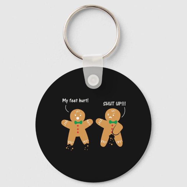 Chaveiro Gingerbird Feet Hurt Sarcastic Cookie Fun Christm (Frente)