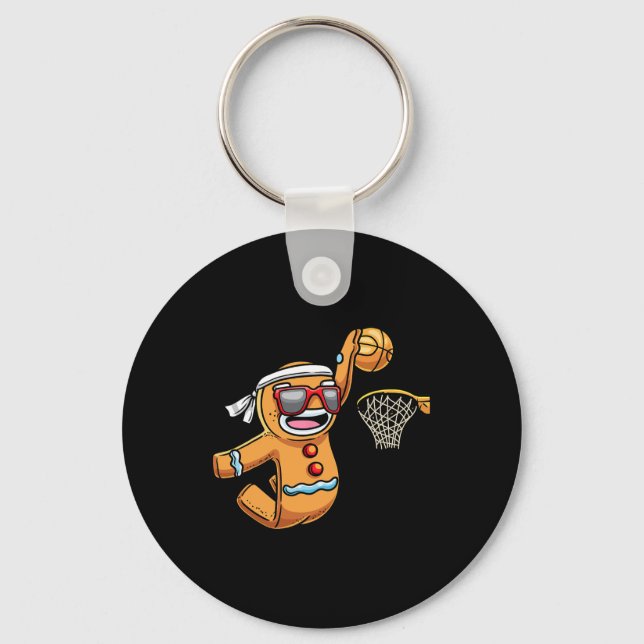 Chaveiro Gingerbird Man Jogando Basquete Natal (Frente)
