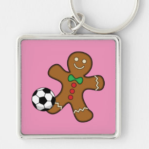Chaveiro Gingerbird Man Jogando Futebol
