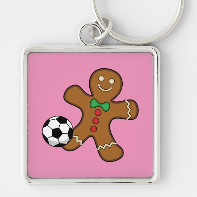 Chaveiro Gingerbird Man Jogando Futebol (Frente)