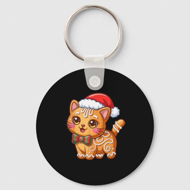 Chaveiro Gingerbread Cat Christmas Cat Lover Xmas  (Frente)