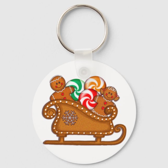 Chaveiro GINGERBREAD KIDS,COOKIES & SLEIGH by SHARON SHARPE (Frente)