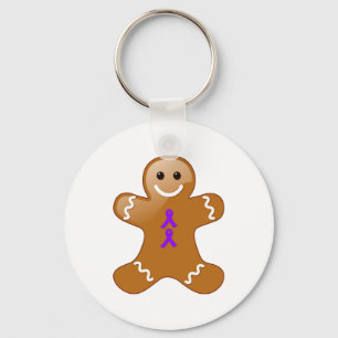 Chaveiro Gingerbread Man com fita violeta