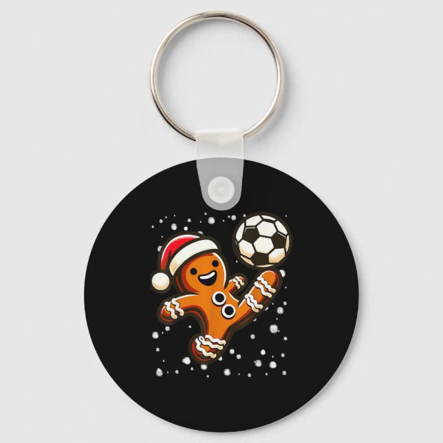Chaveiro Gingerbread Plays Soccer Bicycle Kick, Cookie Chri (Frente)