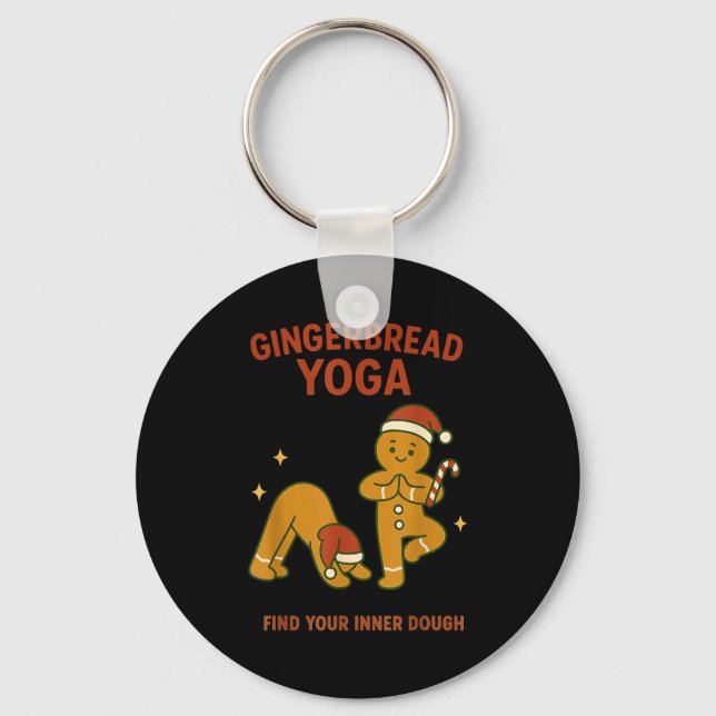 Chaveiro Gingerbread Yoga – Fun Holiday “find Your Inner Do (Frente)