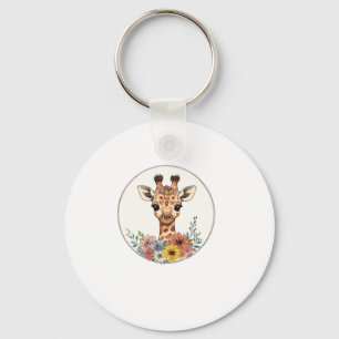 Chaveiro Girafa Adorável Com Flores
