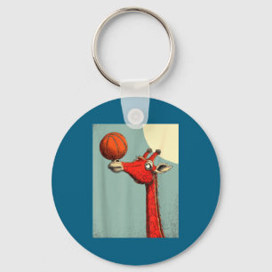 Chaveiro Girafa Animal Engraçado Basquetebol Minimal Cute