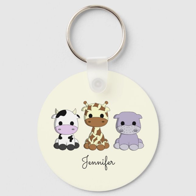 Chaveiro Girafa branca de vaca hippo nome de desenho animad (Frente)