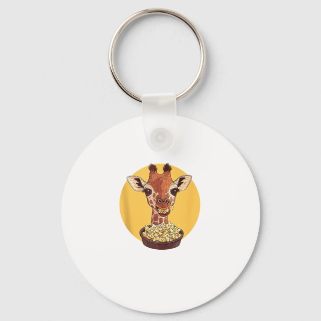 Chaveiro Girafa com humor animal de animação de pipoca (Frente)