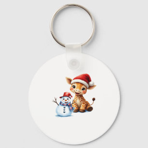 Chaveiro Girafa de desenho animado fofa com chapéu de Papai