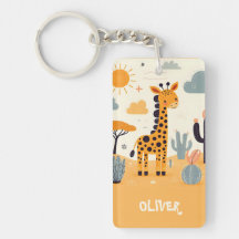 Girafa de desenho animado fofa na savana