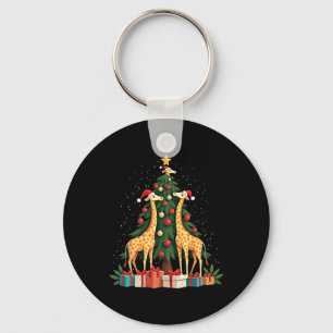 Chaveiro Girafa de Natal bonita Girafa de árvore de Natal v