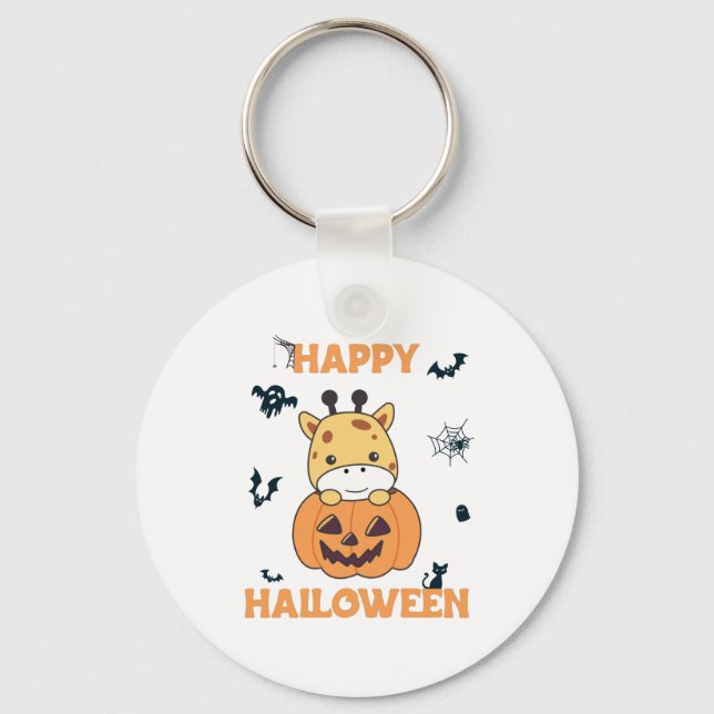 Chaveiro Girafa em abóboras, girafas bonitas, Feliz Dia das (Frente)