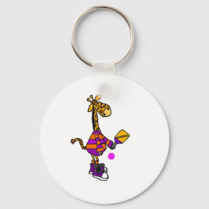 Chaveiro Girafa Engraçada Jogando Pickleball
