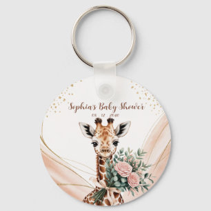 Chaveiro Girafa Floral Rosa Safari, Chá de fraldas a favor