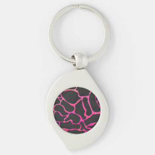 Chaveiro Girafa Impressão Rosa Choque e Preto