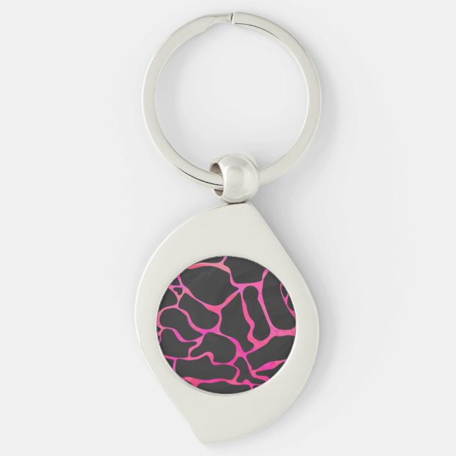 Chaveiro Girafa Impressão Rosa Choque e Preto (Frente)