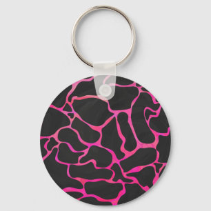 Chaveiro Girafa, rosa quente e Impressão preto