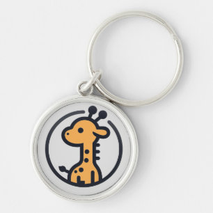 Chaveiro Girafa Simples Minimalista Fofa em um Círculo