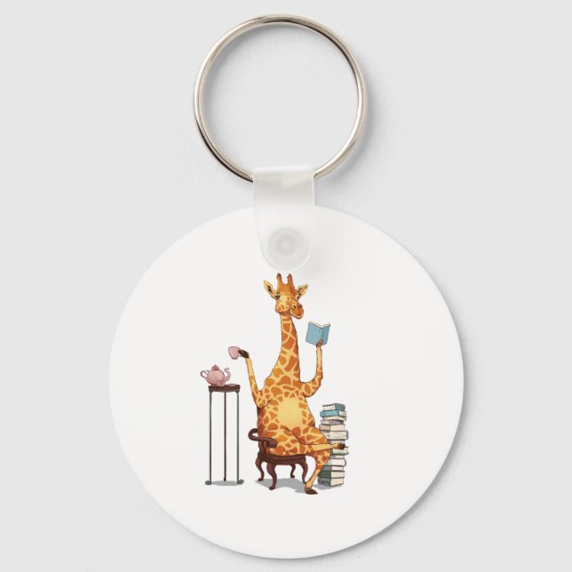 Chaveiro Girafas, livros e presentes de chá bonitos (Frente)