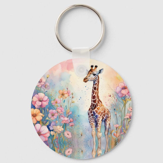 Chaveiro Giraffe Garden Pastel (Frente)