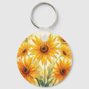 Chaveiro Girassóis Amarelos Laranja Florais Vibrantes em Aq