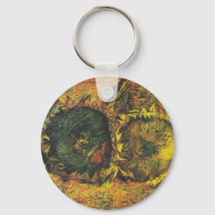 Chaveiro Girassóis de Van Gogh - Arte Floral Dourada Vintag
