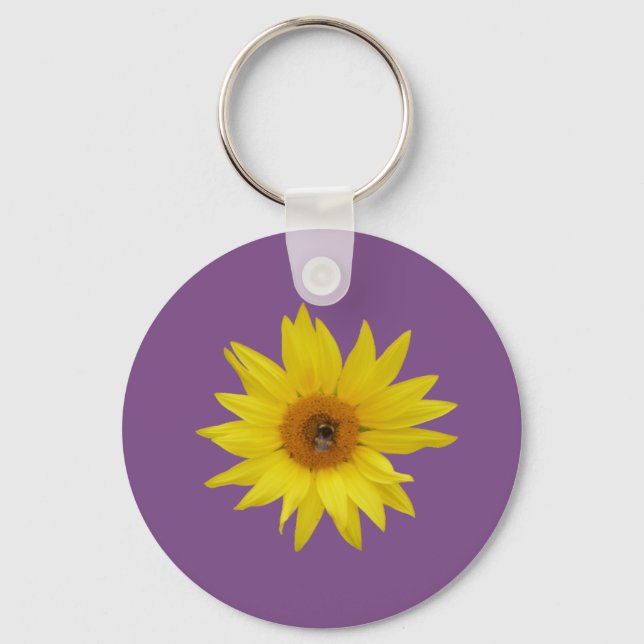 Chaveiro Girassol Amarelo com Abelha (Frente)